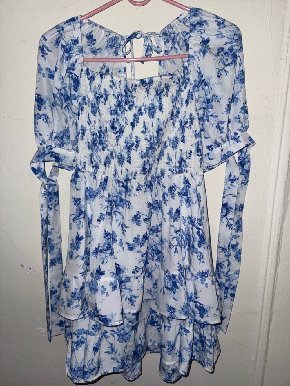 Amazon White and Blue Floral Women's Dress